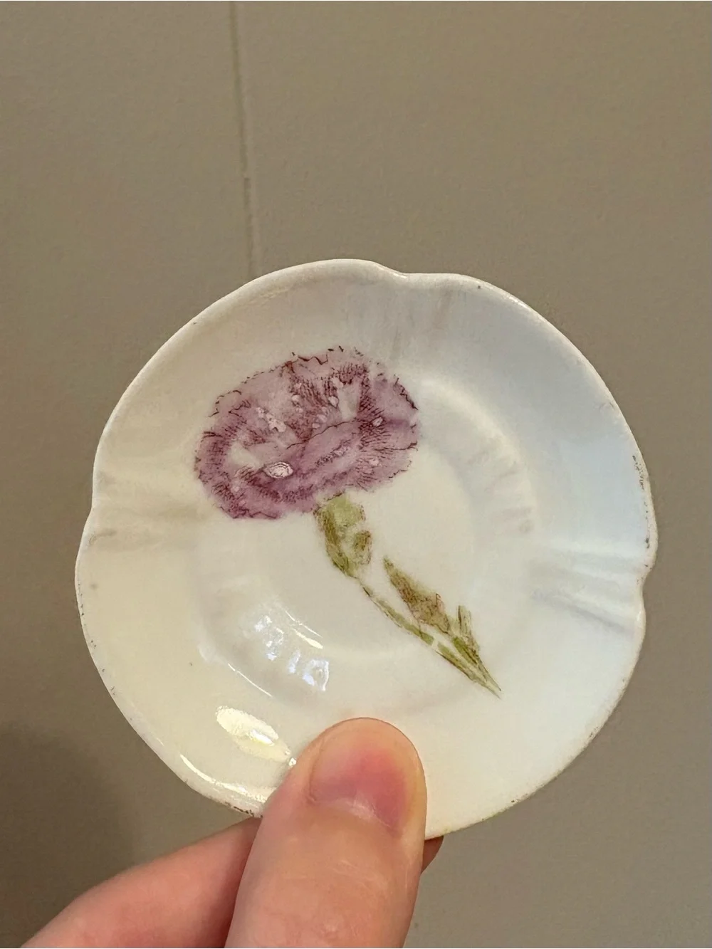 Butter Pat with Pink Carnation